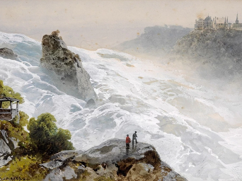 1826-Otto von Kameke - Le cascate del Reno vicino a Sciaffusa